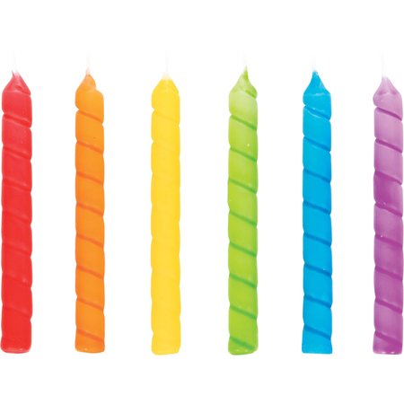 CREATIVE CONVERTING Rainbow Large Spiral Candles, 3", 144PK 347177